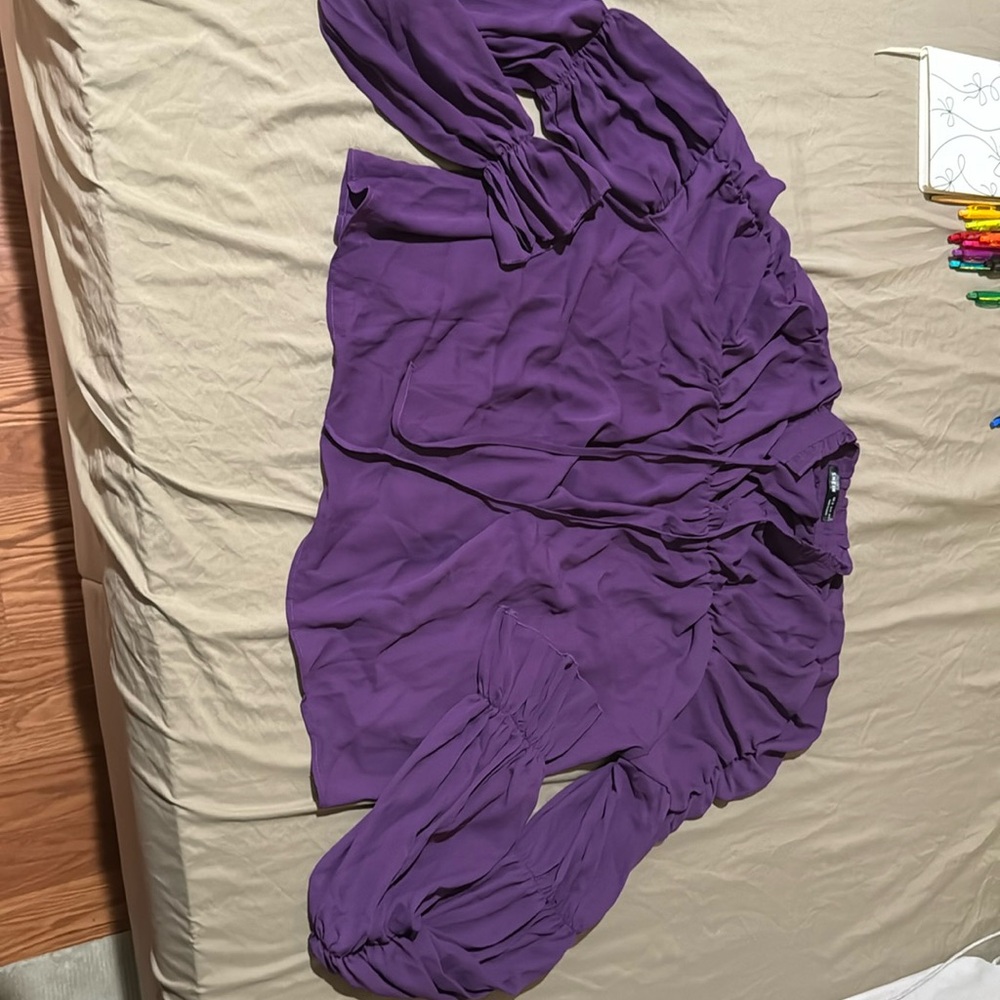 Long sleeved purple chiffon Blouse, Brand New, Never worn